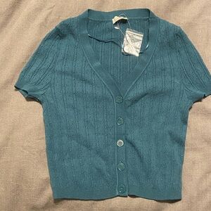 NWOT free people Cassie Cardi green button front size XS